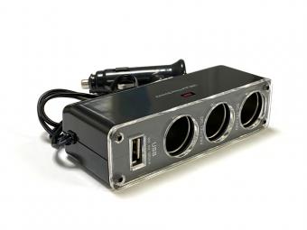 Autós szivargyújtó csatlakozó elosztó 4in1 USB csatlakozóval - telefontöltő